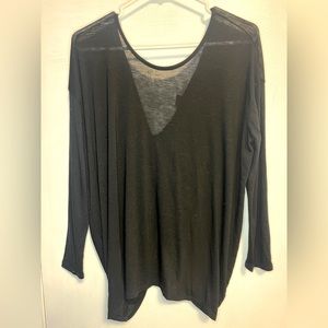 Anthropologie Postmark (9-H15 STCL) Black Knotted-Back Shirt